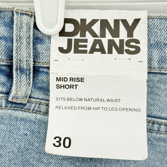DKNY Jeans Women's Stretch Mid Rise Raw Hem Blue Denim Shorts Size 30 NWT - Picture 5 of 12